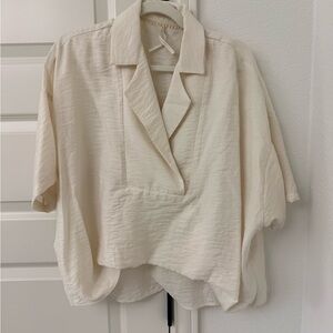 Anthropologie Cream Collared Top